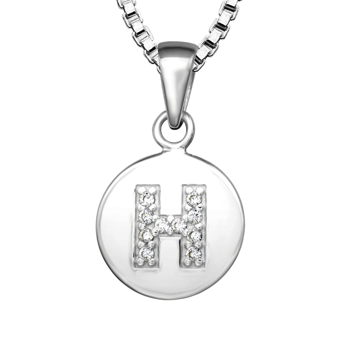 Halsband till pojke med berlock bokstav H i äkta 925 sterling silver