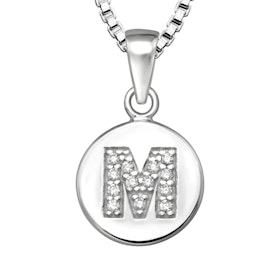 Halsband till pojke med bokstav M i äkta 925 sterling silver