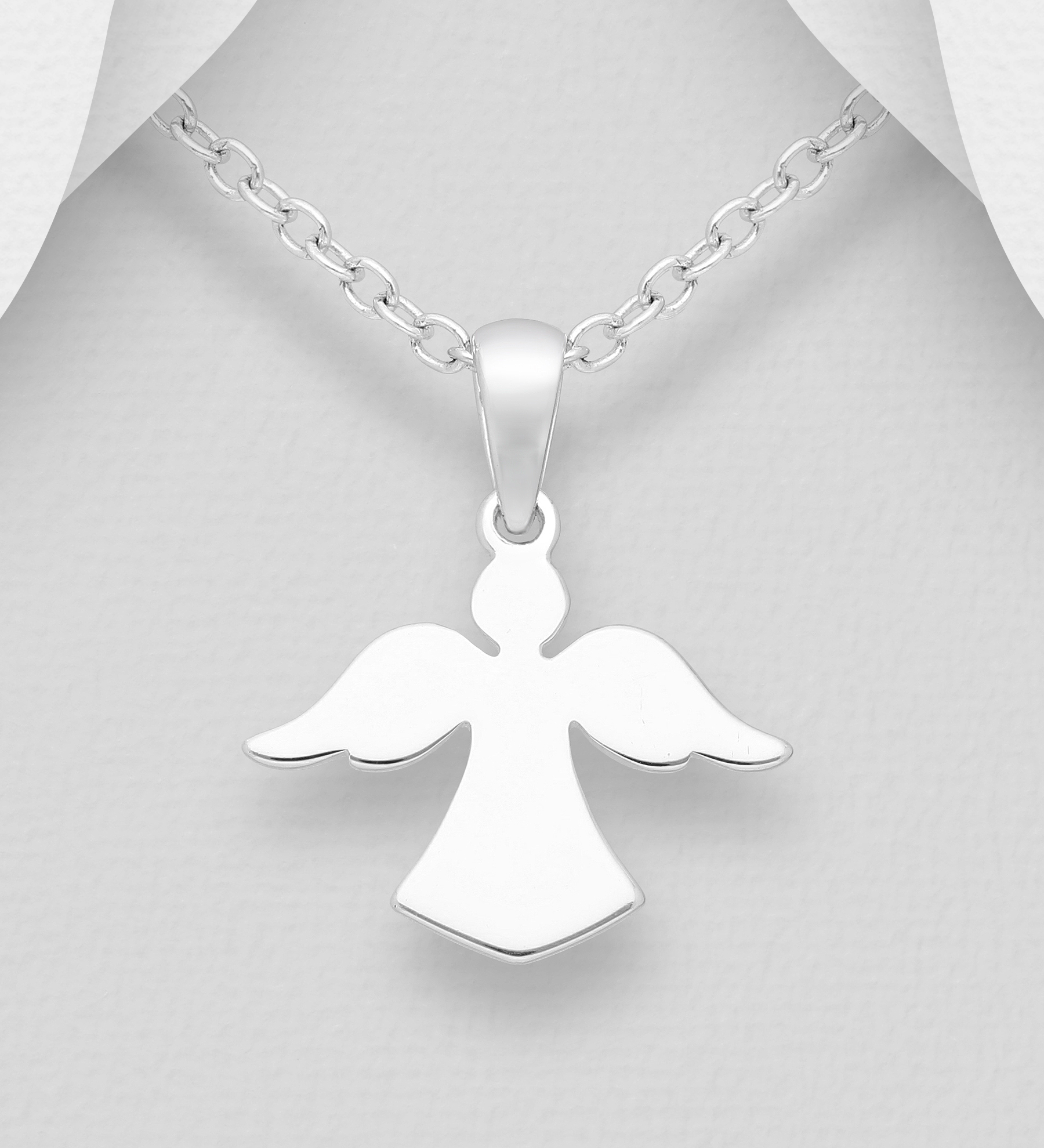 Doppresent flicka - halsband Ängel i äkta 925 sterling silver - dopsmycke Skyddsängel