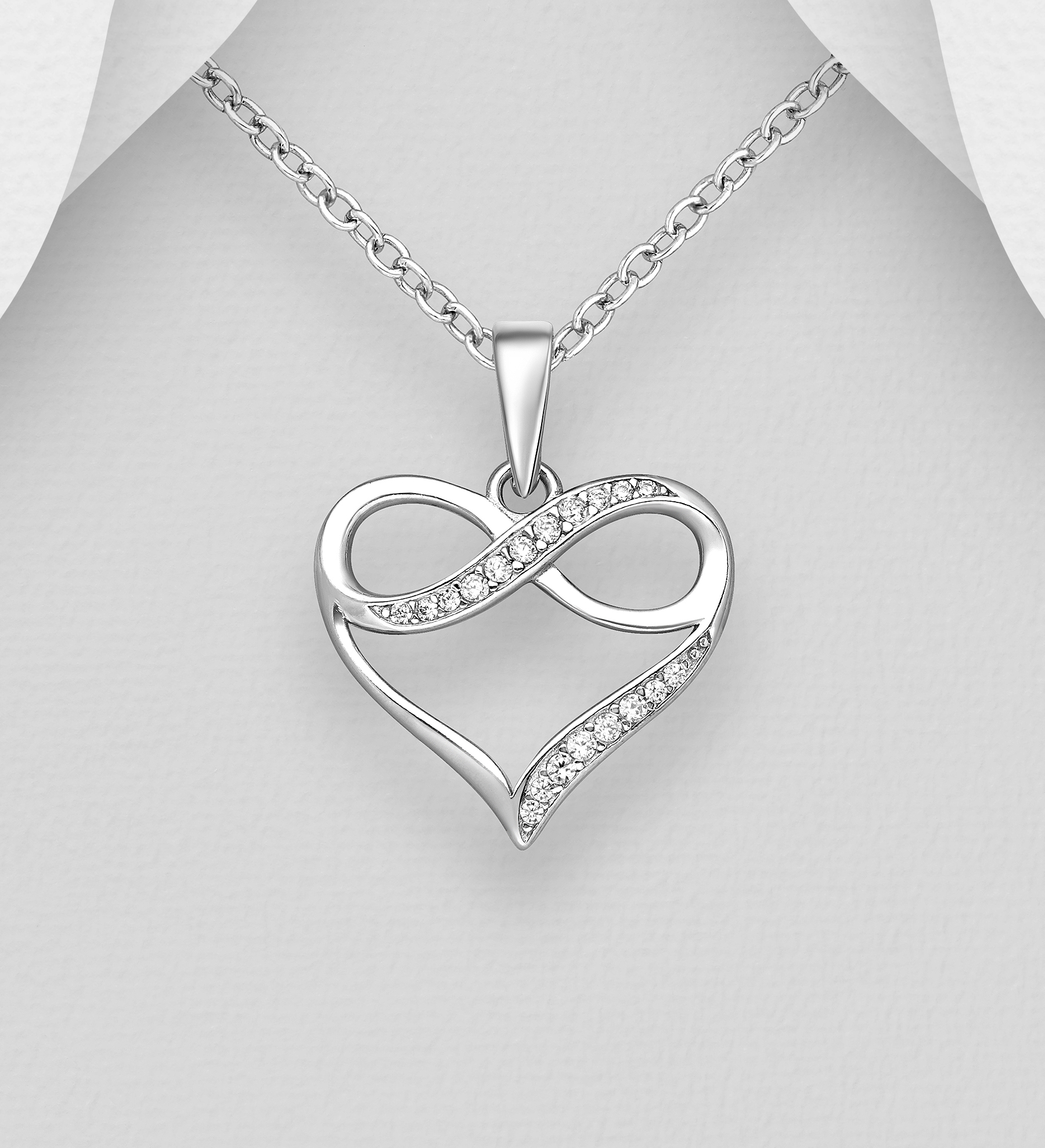 Halsband Hjärta - Silverhalsband Silverhjärta Evighet - hjärthalsband med hängsmycke i äkta silver