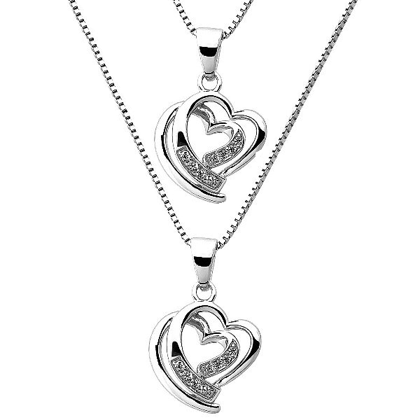 Halsband Hjärta - till Mor & Dotter i äkta silver - hjärthalsband med silverhjärta i äkta silver