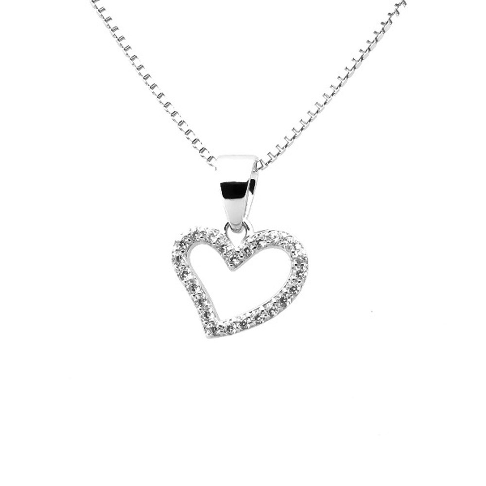 Halsband Hjärta - Silverhalsband  gnistrande Silverhjärta - hjärthalsband med hängsmycke i äkta silver