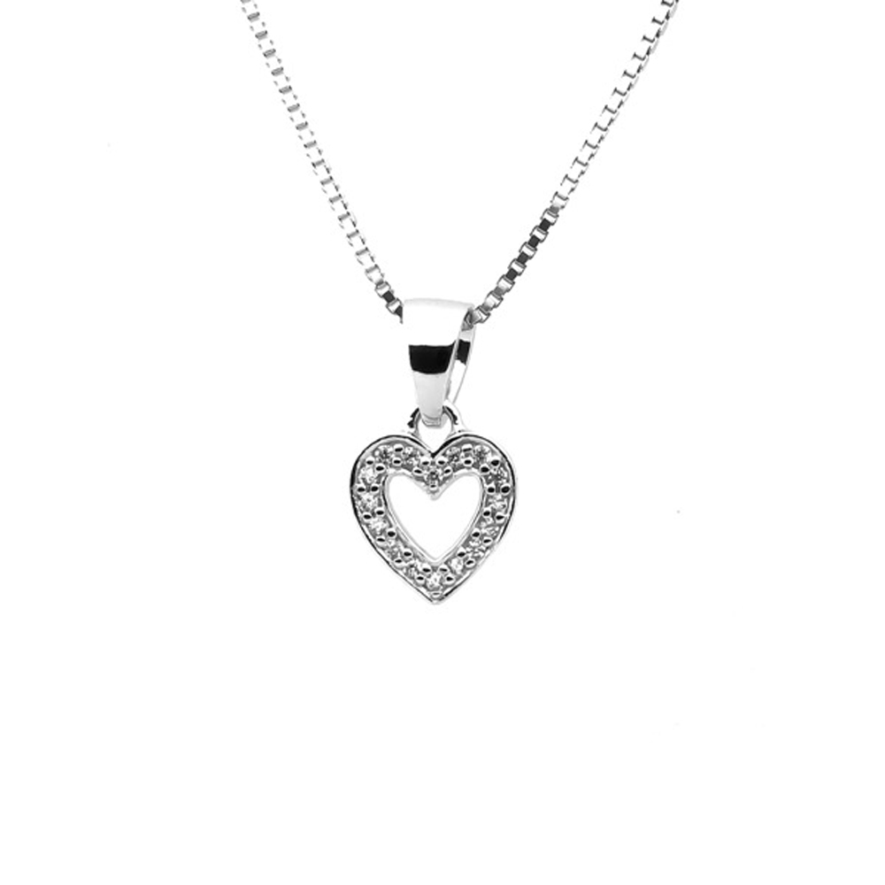 Halsband Hjärta -  Silverhalsband stilrent silverhjärta - hjärthalsband med hängsmycke i äkta silver
