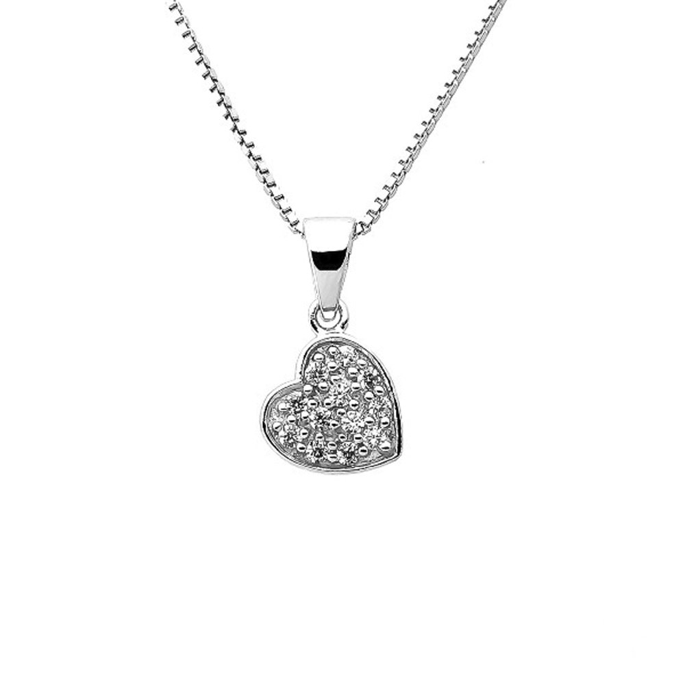 Halsband Hjärta - Silverhjärta fyllt med gnistrande stenar - hjärthalsband med hängsmycke i äkta silver