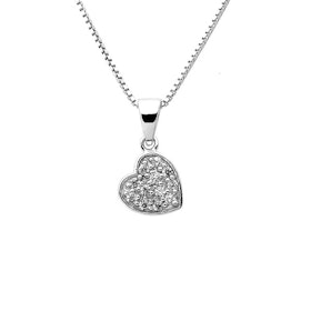 Halsband Hjärta - Silverhjärta fyllt med gnistrande stenar