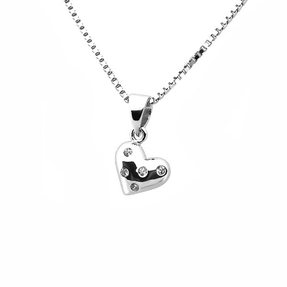 Halsband Hjärta - Silverhalsband prickigt silverhjärta - hjärthalsband med hängsmycke i äkta silver