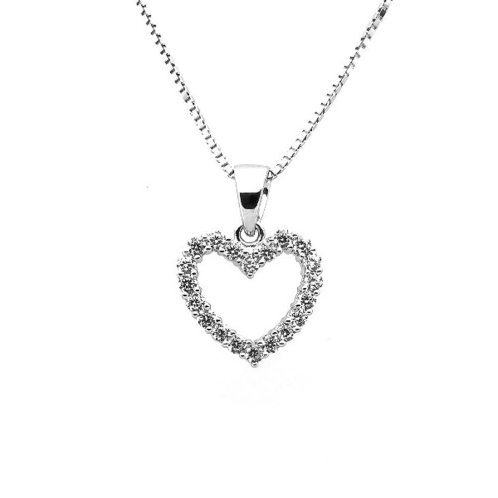 Halsband Hjärta - Silverhalsband hjärta av vackra stenar - hjärthalsband med silverhjärta i äkta silver