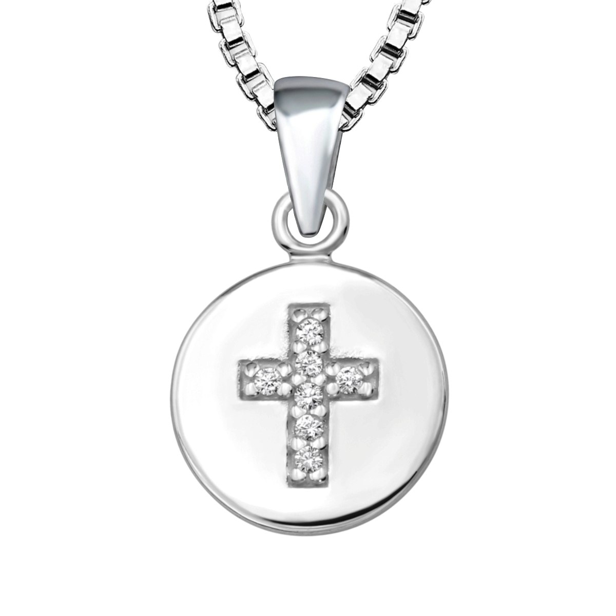 Doppresent till pojke - halsband dop platta med kors - dopgåva barn i äkta 925 silver