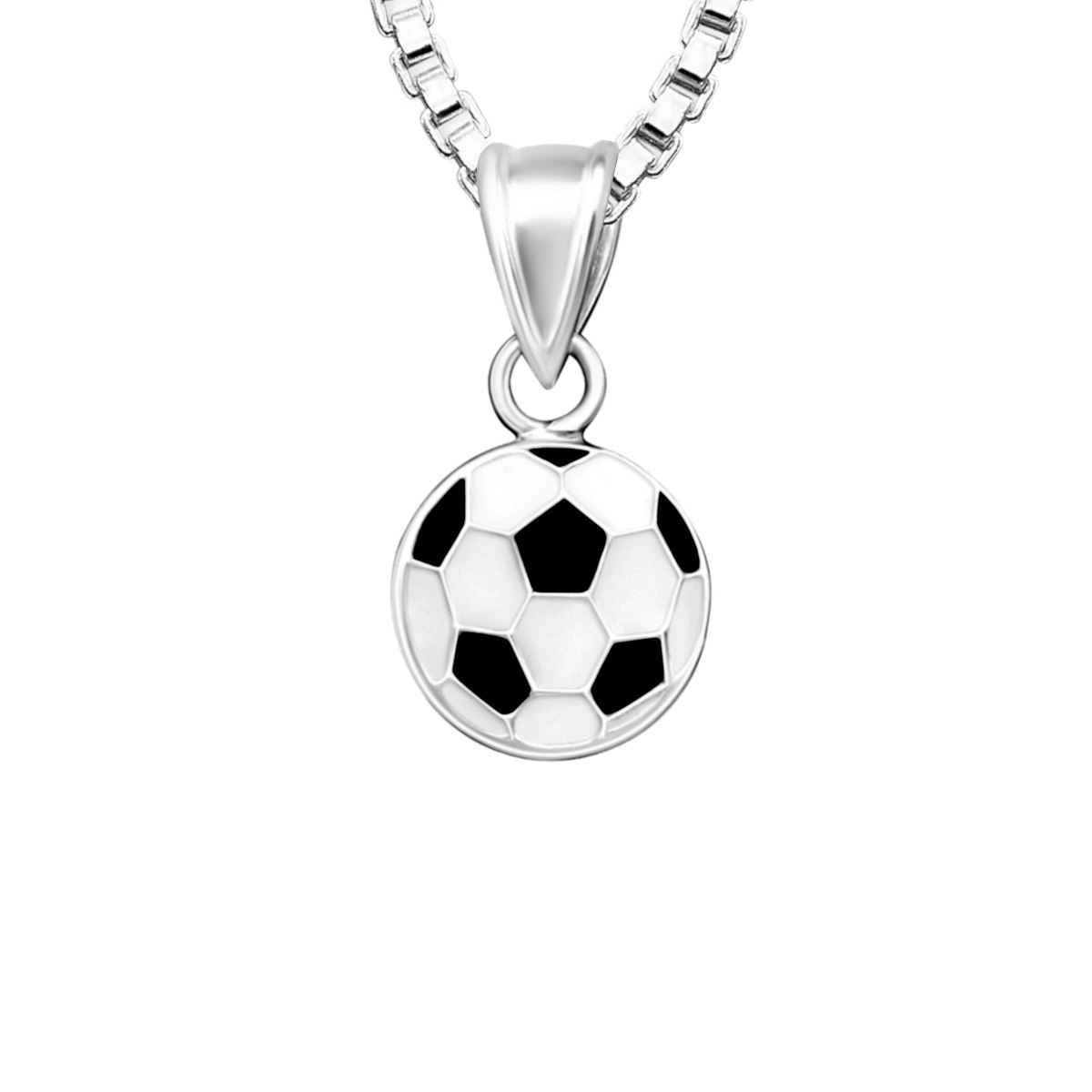 Doppresent till pojke - barnhalsband med fotboll i 925 silver