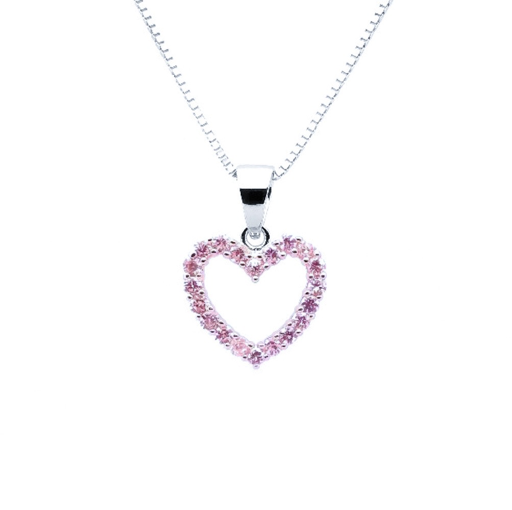Barnhalsband Hjärta med rosa stenar - ett barnsmycke i silver från Sweethearts