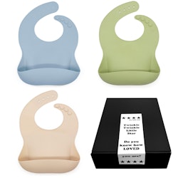 Haklapp Bebis i Silikon 3-pack Dusty Blue, Green & Beige