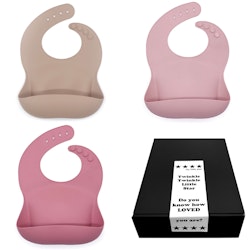 Haklapp Bebis i Silikon 3-pack Kaki, Dusty Rose & Dark Rose