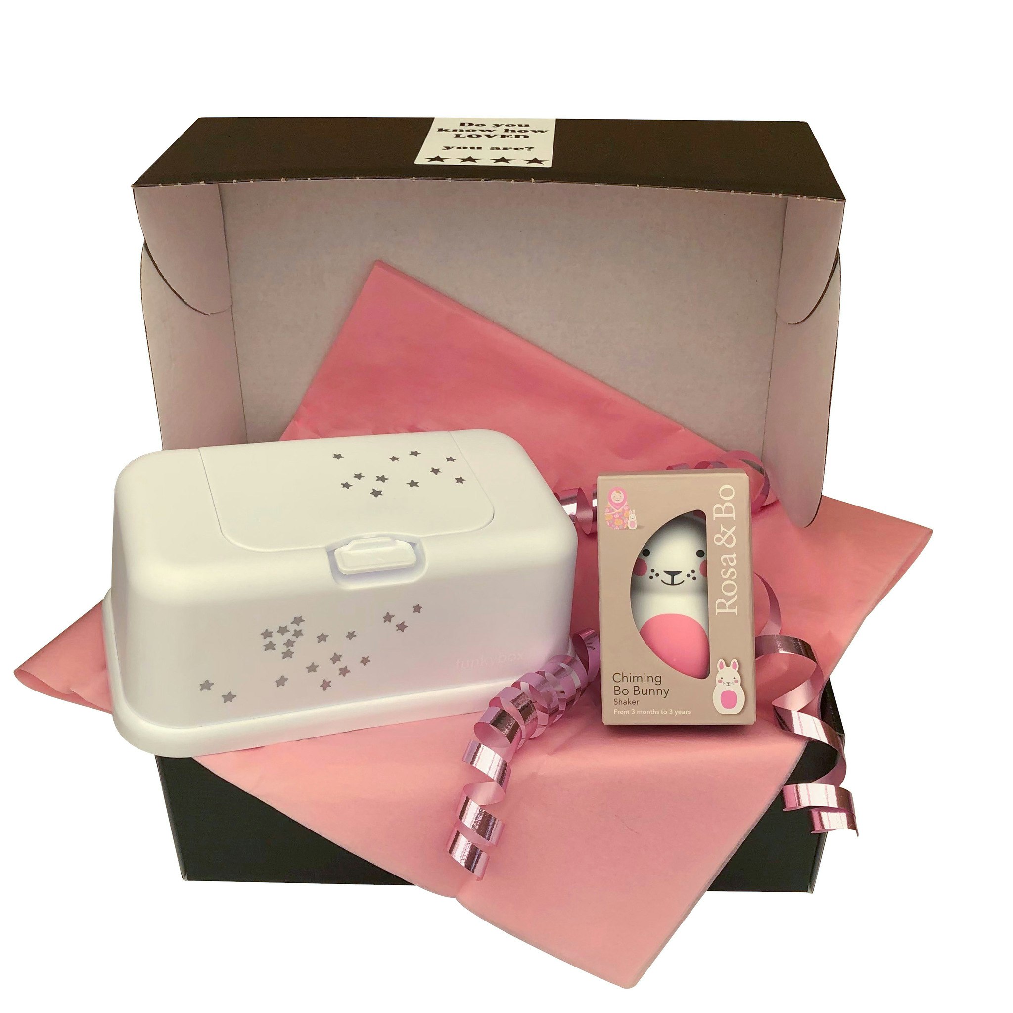 Presentask Funkybox Vit & Kaninskallra Rosa