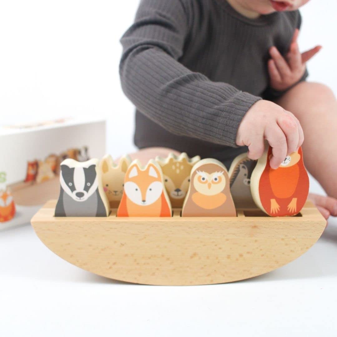 Leksak i trä Woodlies båt med djurfigurer