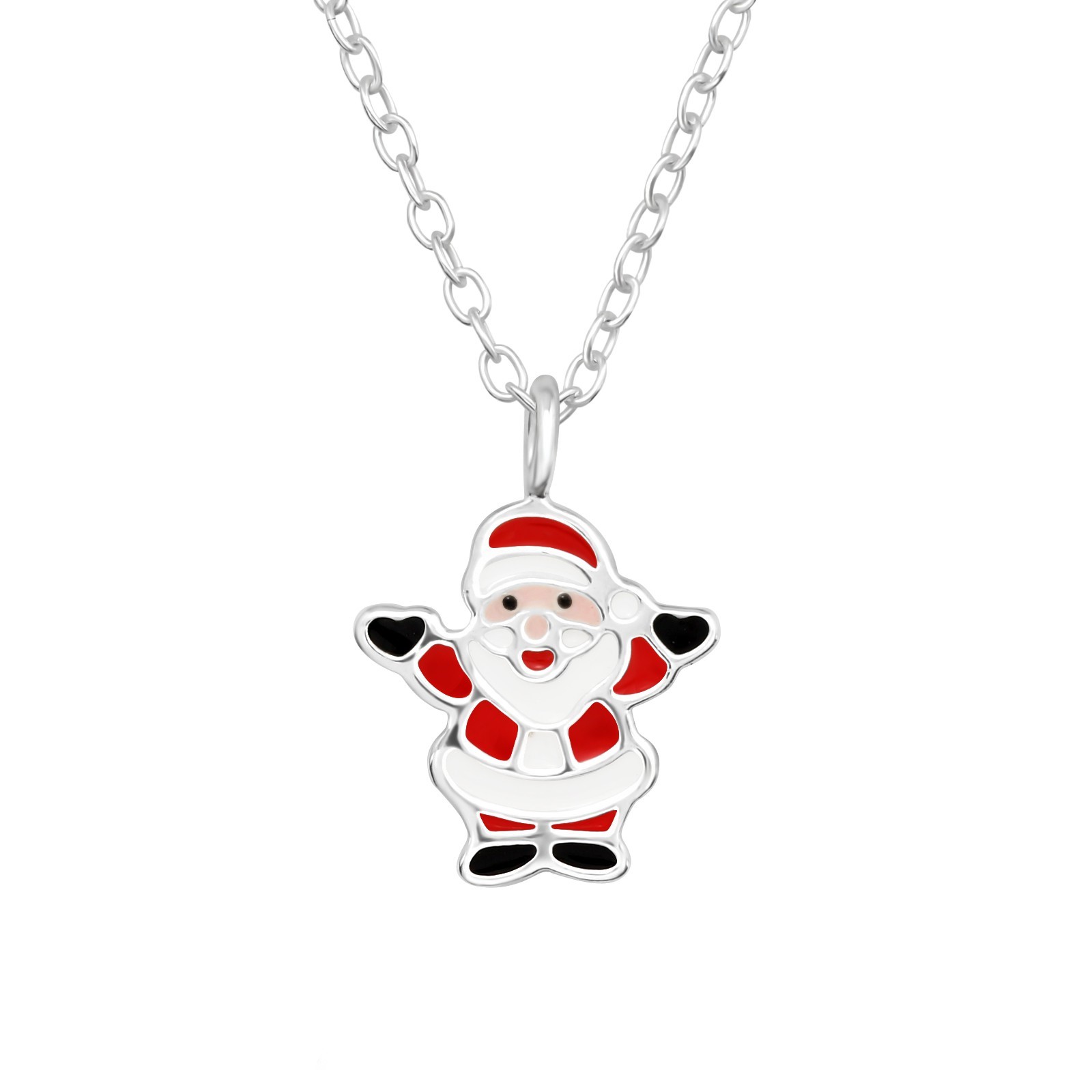 Julhalsband Jultomte - söta julsmycken till barn i äkta silver - halsband med julmotiv