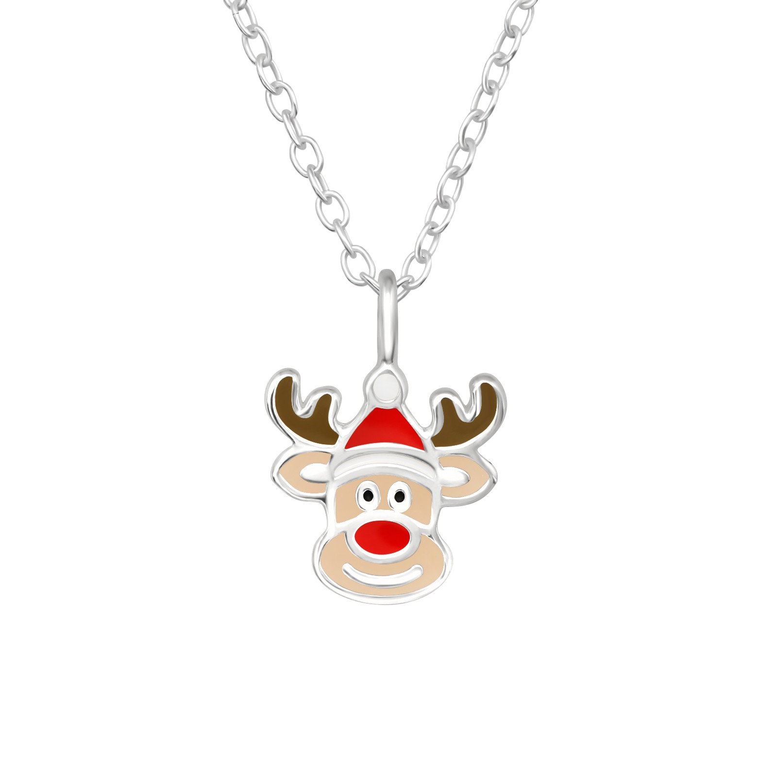 Julhalsband Ren - söta julsmycken till barn i äkta silver - halsband med julmotiv