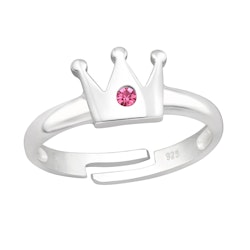Barnring MINI - Krona med rosa sten