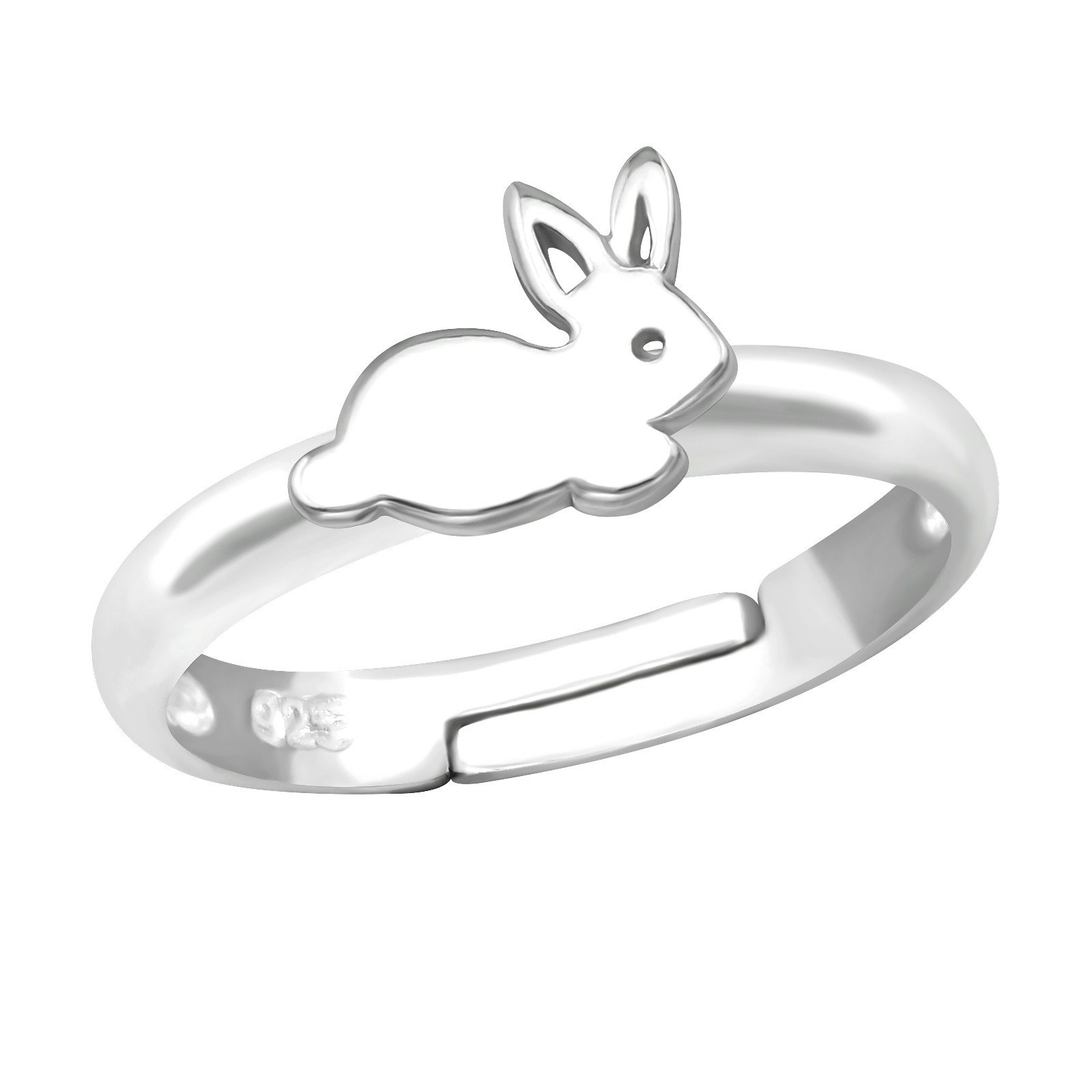 Ring till barn Kanin silver - söt, justerbar silverring - en barnring i äkta sterling silver