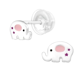 Barnörhängen Elefanter rosa - örhängen till barn i äkta silver
