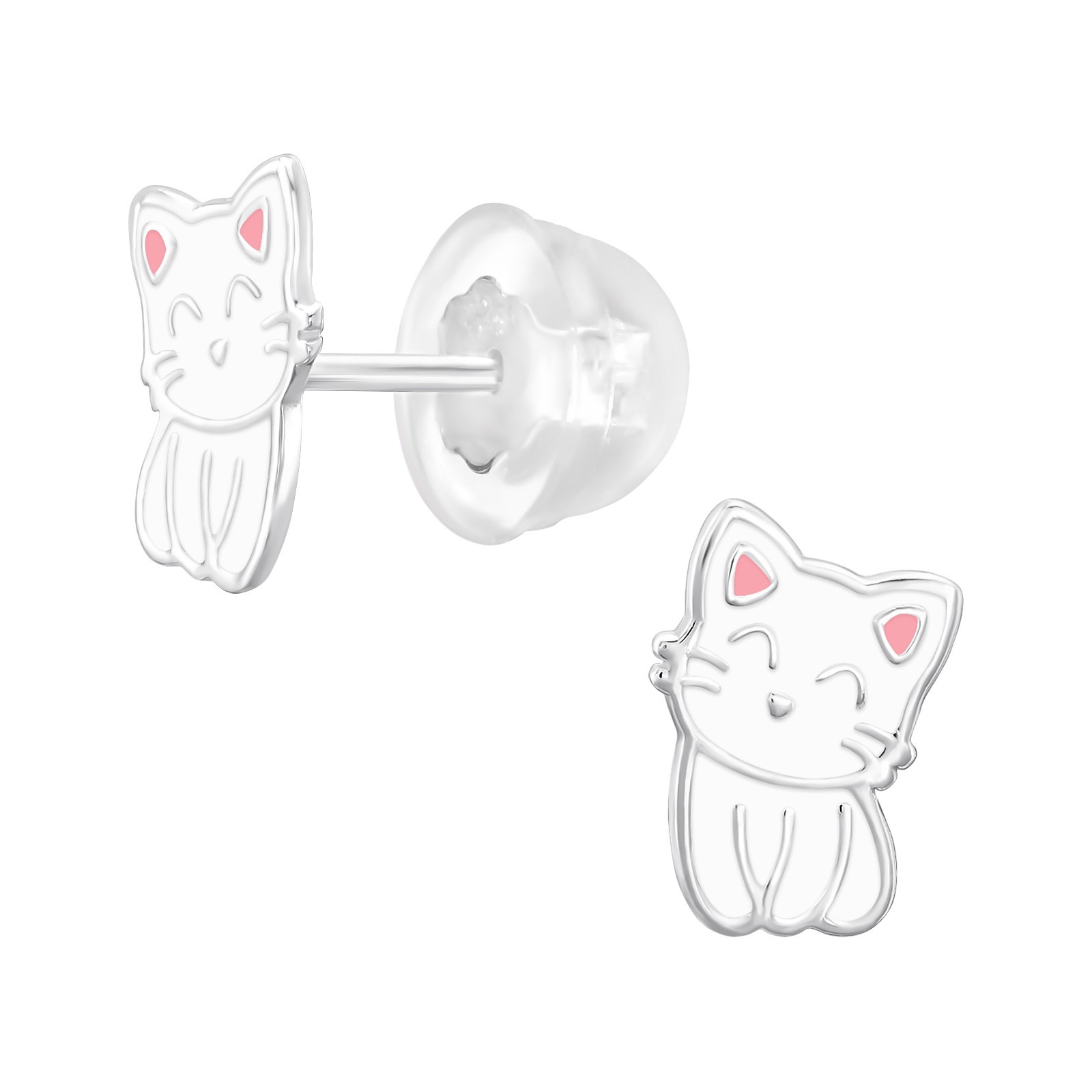 Barnörhänge Katt - söta Sweethearts örhängen med djur till barn i äkta silver
