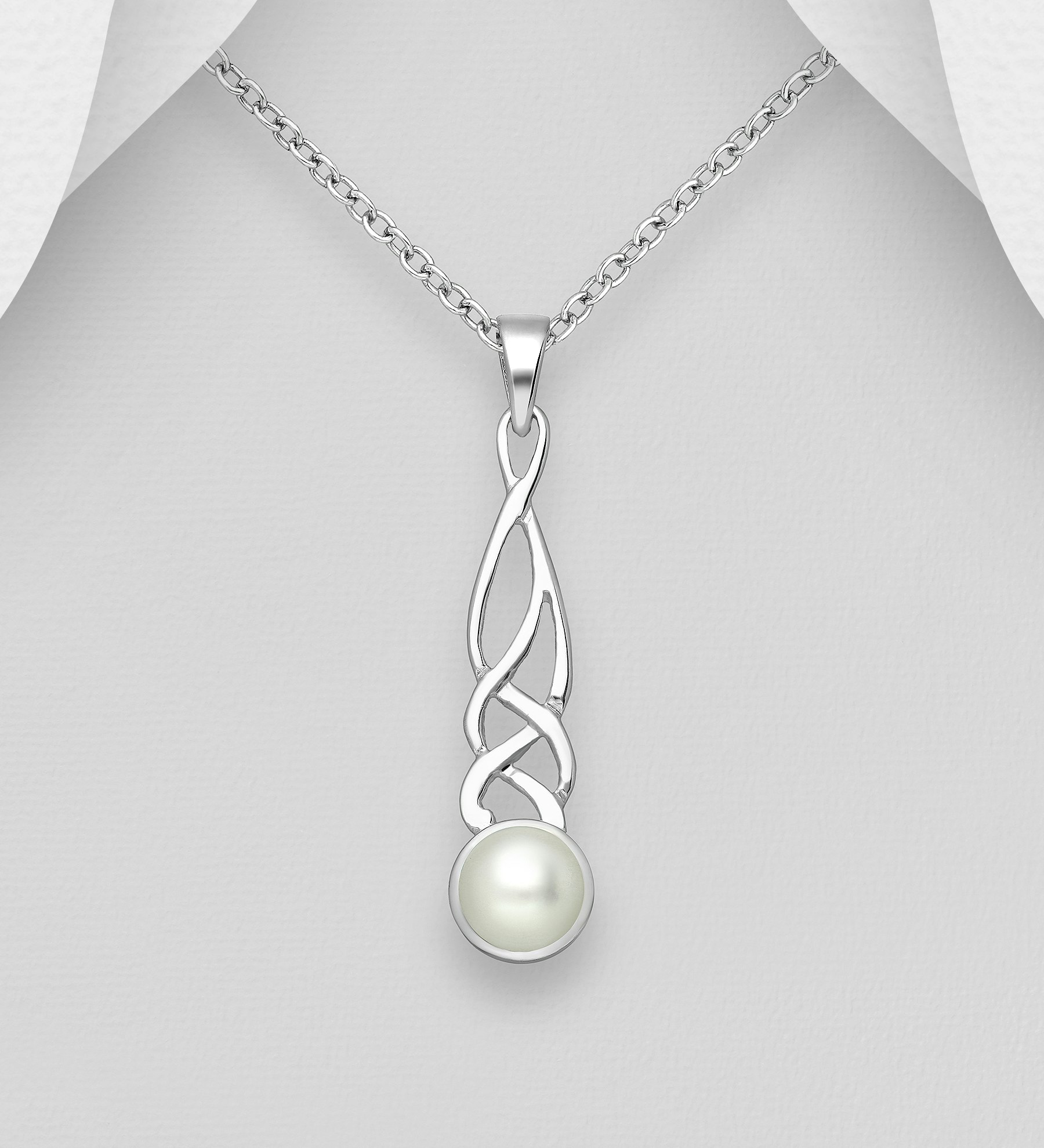 Silverhalsband med sötvattenpärla - vackert halsband till tjej/ dam i äkta 925 sterling silver