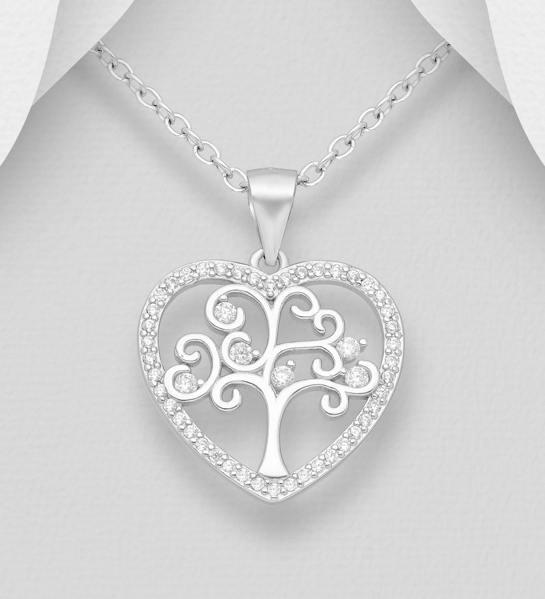 Silverhalsband Hjärta med livets träd - vackert halsband till tjej/ dam i äkta 925 sterling silver