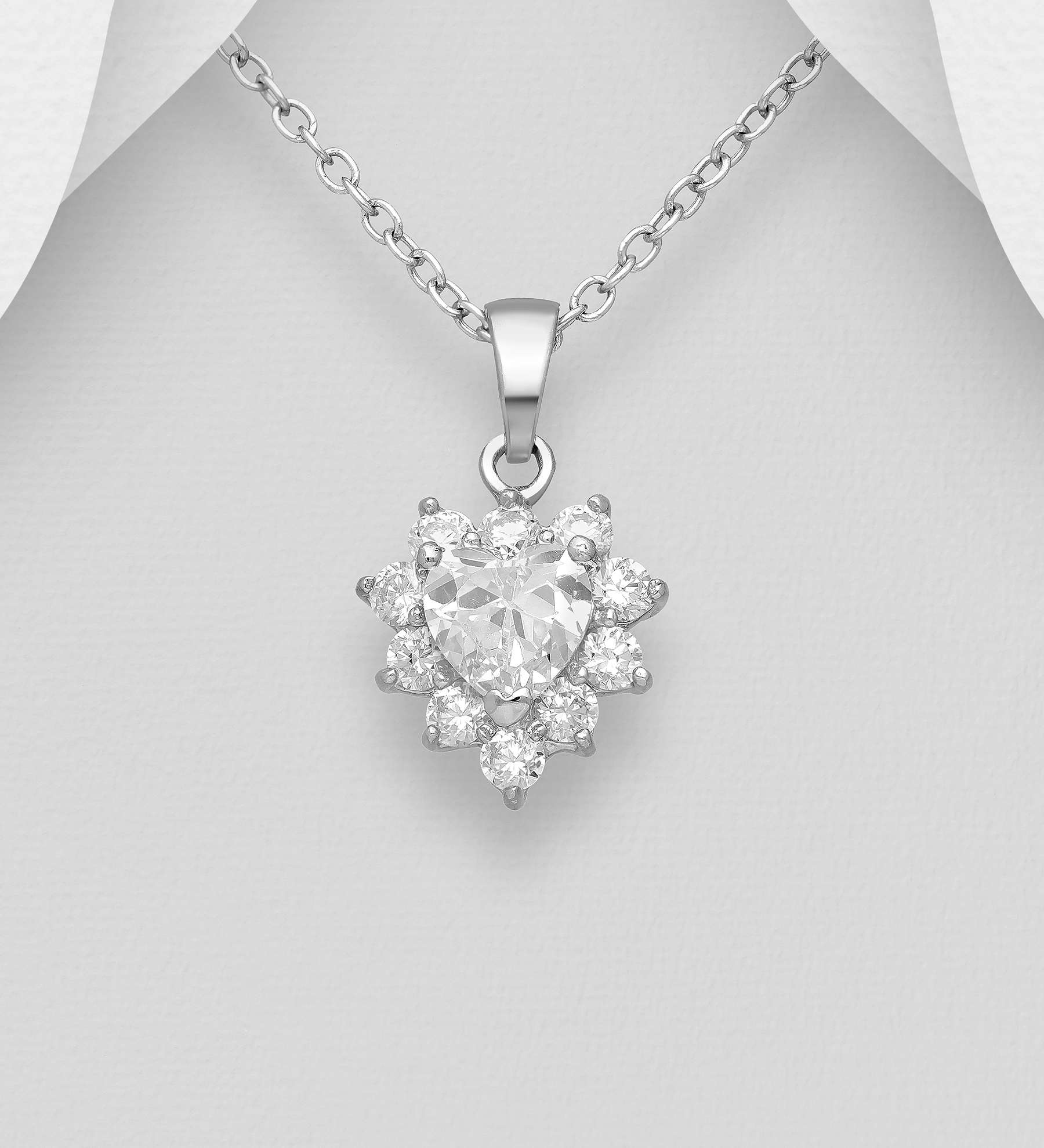 Silverhalsband Hjärtformad cubic sten - kärleksfullt halsband till tjej/ dam i äkta 925 sterling silver