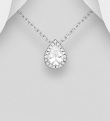 Silverhalsband droppformad Cubic Zirkonia - äkta 925 silver