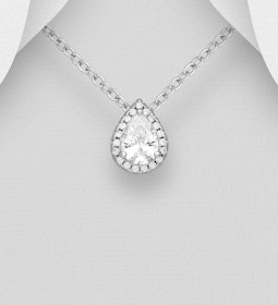 Silverhalsband droppformad Cubic Zirkonia - äkta 925 silver