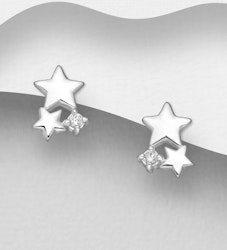 Silverörhängen Stjärnor med cubic zirkonia - äkta 925 silver