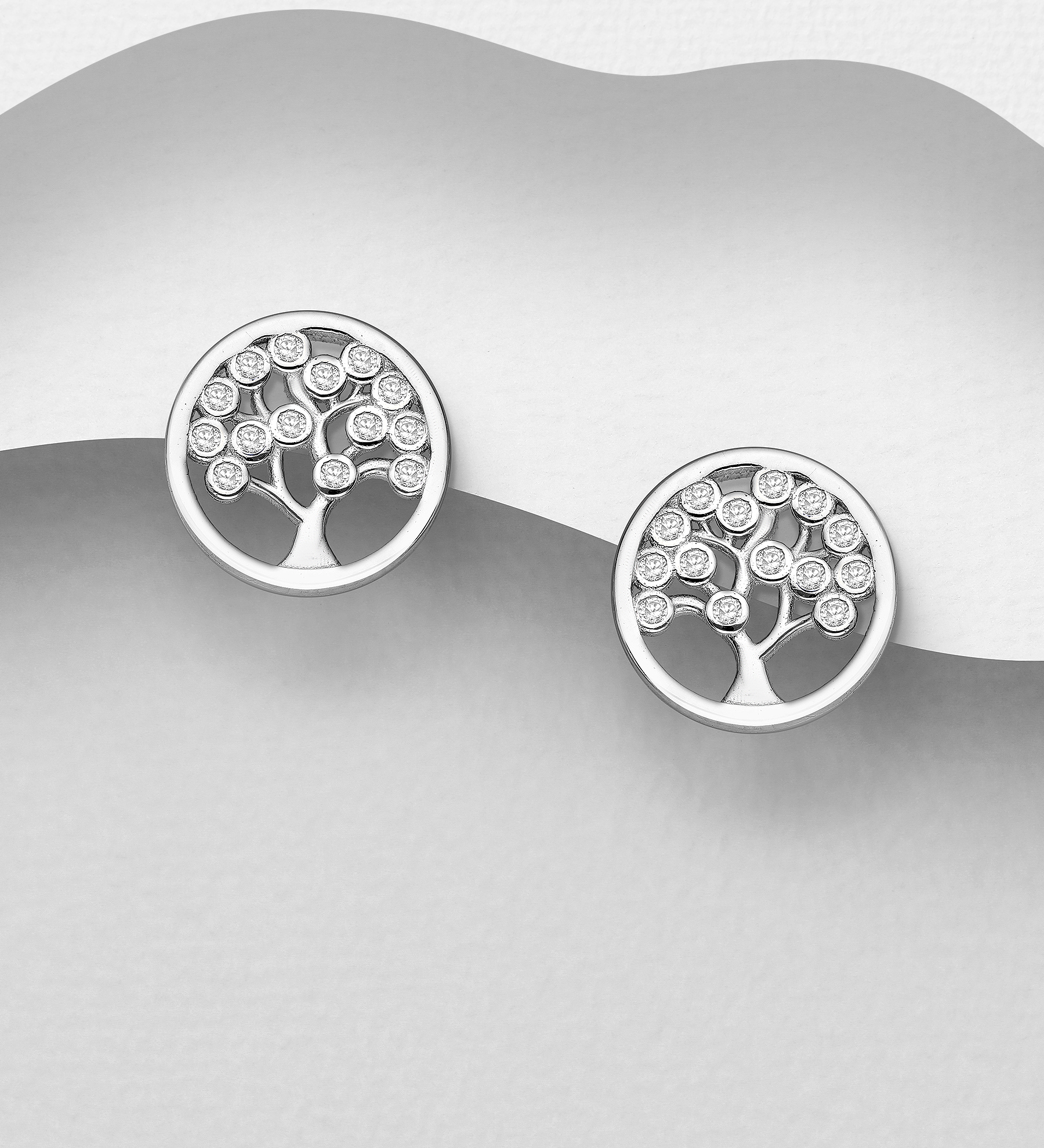 Silverörhängen Livets Träd med cubic stenar - örhängen till tjej/ dam i äkta 925 sterling silver