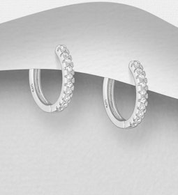 Silverörhängen Hoops med cubic zirkonia - äkta 925 silver