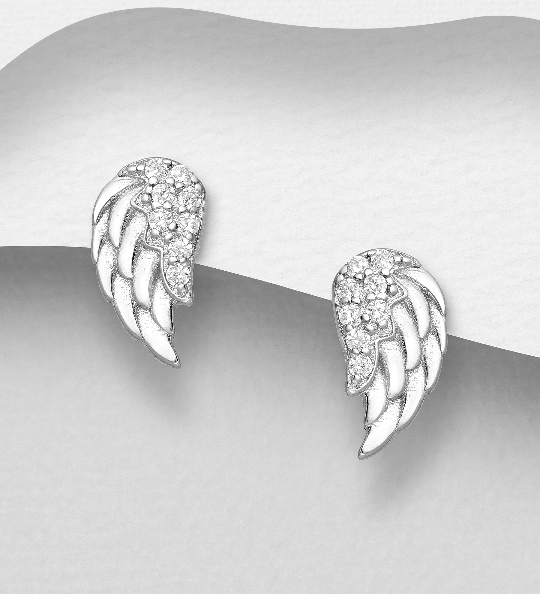 Silverörhängen Änglavingar med cubic stenar - vackra örhängen till tjej/ dam i äkta 925 sterling silver