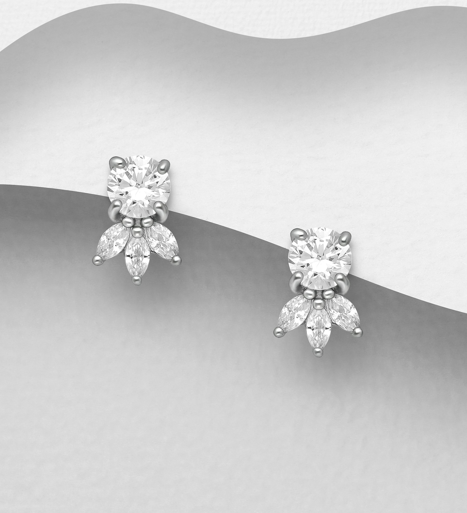 Silverörhängen stilfull design av Cubic Zirkonia stenar - Snygga & fina örhängen i äkta sterling silver