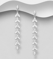 Silverörhängen långa med cubic zirkonia - äkta 925 silver