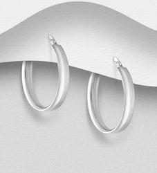 Silverörhängen Creoler - släta Hoops i äkta sterling silver