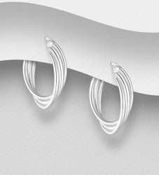 Silverörhängen Creoler - treradiga ringar i äkta 925 silver