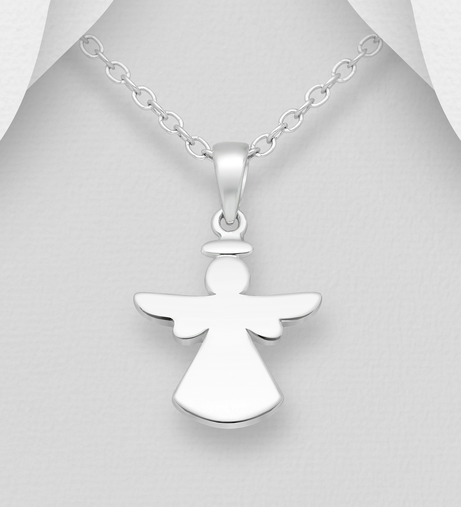 Halsband Ängel - smycke med stilren skyddsängel i äkta silver