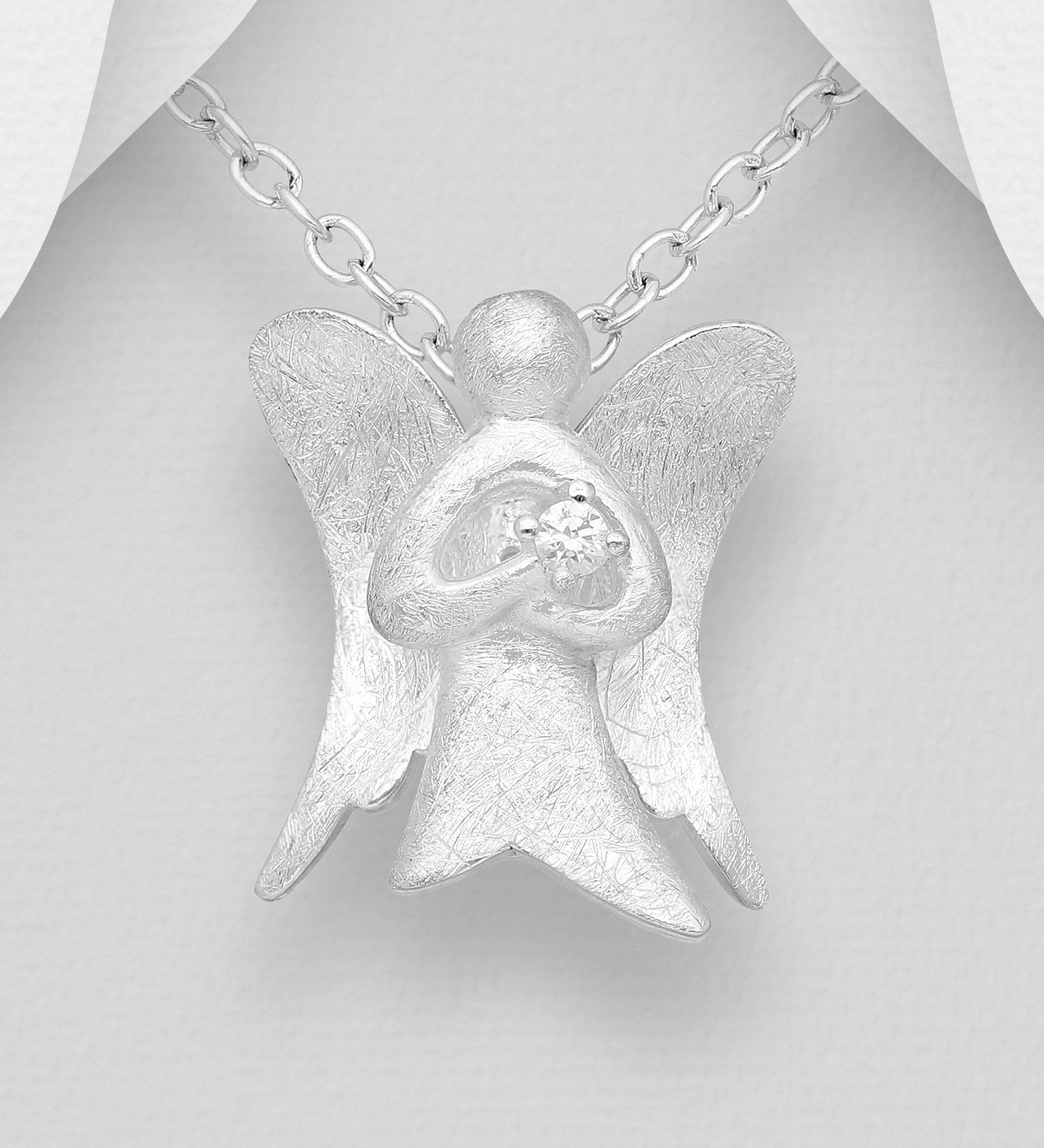 Halsband Ängel - smycke med vacker, matt skyddsängel i äkta silver