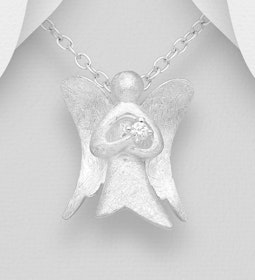 Halsband Ängel - vacker, matt Skyddsängel i äkta silver