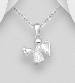 Halsband Ängel - söt Skyddsängel i rent silver med hjärta