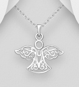 Halsband Ängel - en Skyddsängel i silver med fint mönster