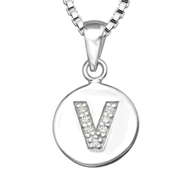 Bokstavshalsband V - Halsband med bokstav i äkta silver