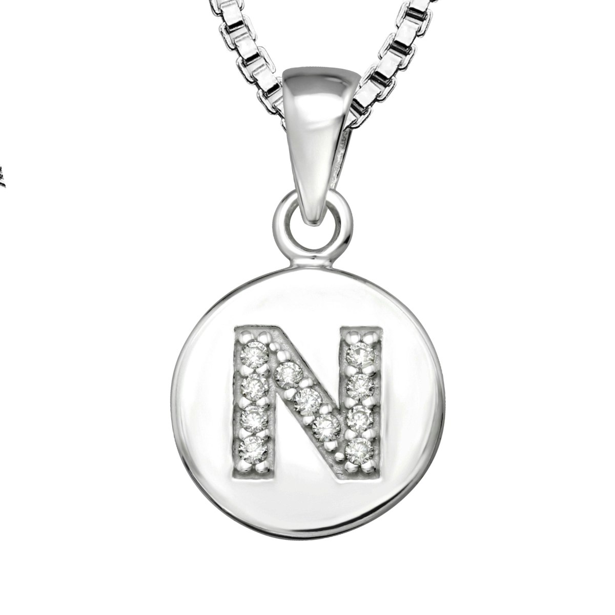 Bokstavshalsband N - Halsband med bokstav i äkta silver - silverhalsband med hängsmycke bokstavsberlock