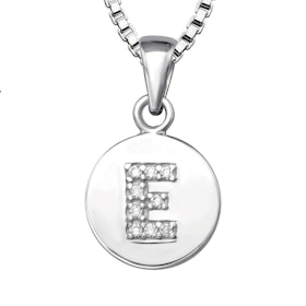 Bokstavshalsband E - Halsband med bokstav i äkta silver