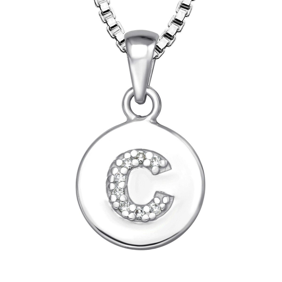Bokstavshalsband C - Halsband med bokstav i äkta silver - silverhalsband med hängsmycke bokstavsberlock