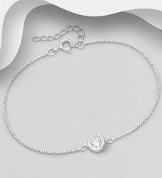 Silverarmband med stilren rund cubic zirkonia sten