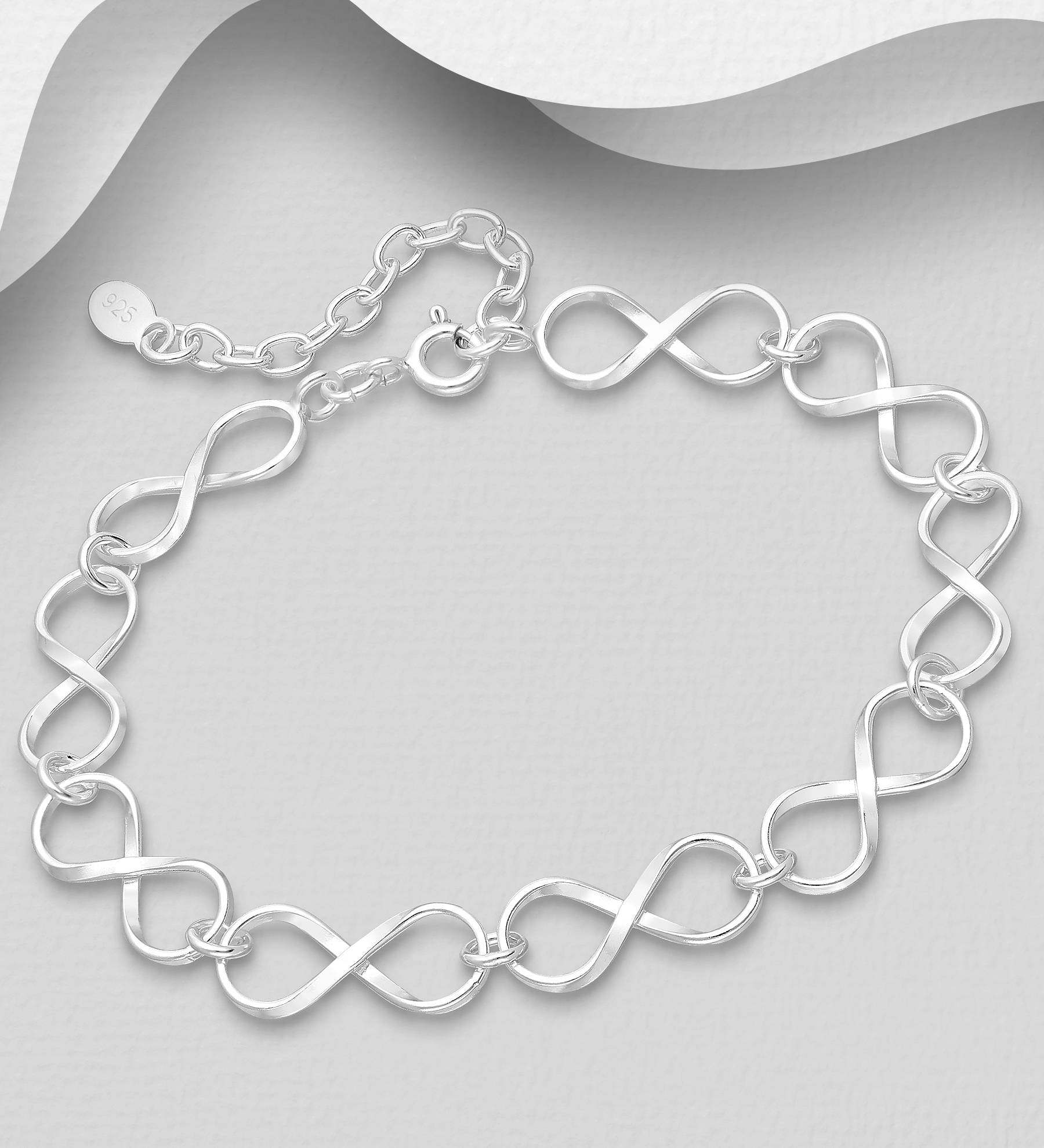 Silverarmband Eternity - vackra länkar av evighetstecken - elegant armband till tjej/ dam i äkta 925 sterling silver