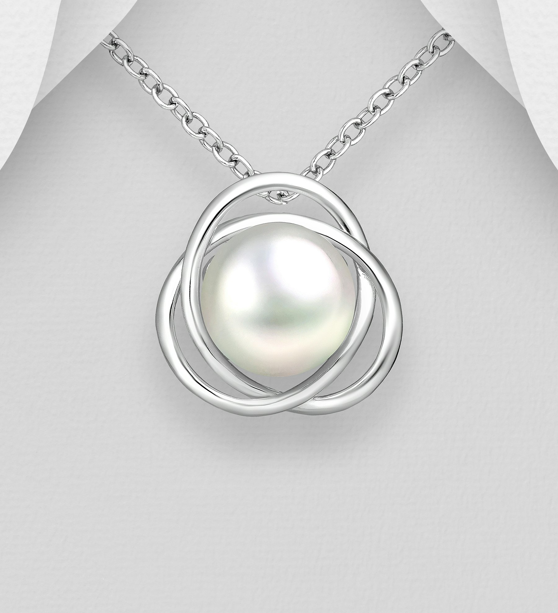 Silverhalsband med vackert hänge av odlad pärla - halsband till tjej/ dam i äkta 925 sterling silver