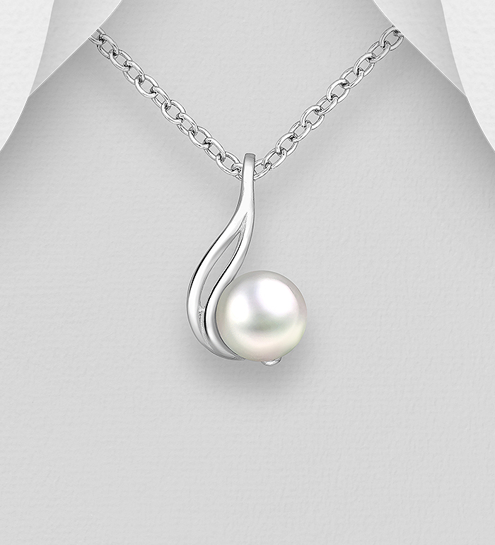 Silverhalsband - vackert droppformat smycke med pärla - elegant halsband till tjej/ dam i äkta 925 sterling silver